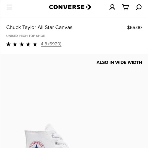 White Converse (Chuck Taylor) High Tops - Picture 5 of 5